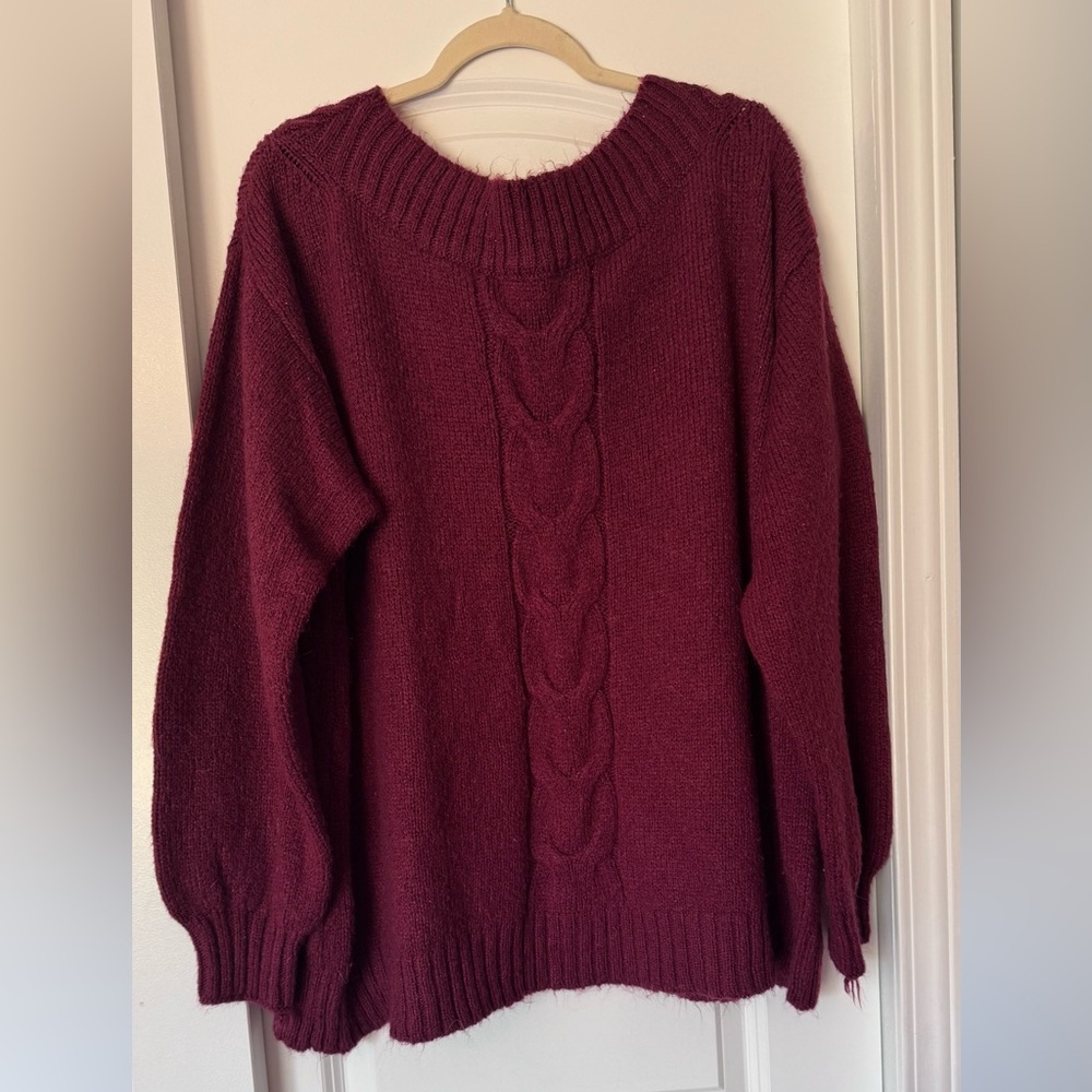 Lane Bryant Maroon Cable Knit Sweater